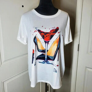 Boutique | High Heels And Red Wine Glass Print Tee Women's Size XL